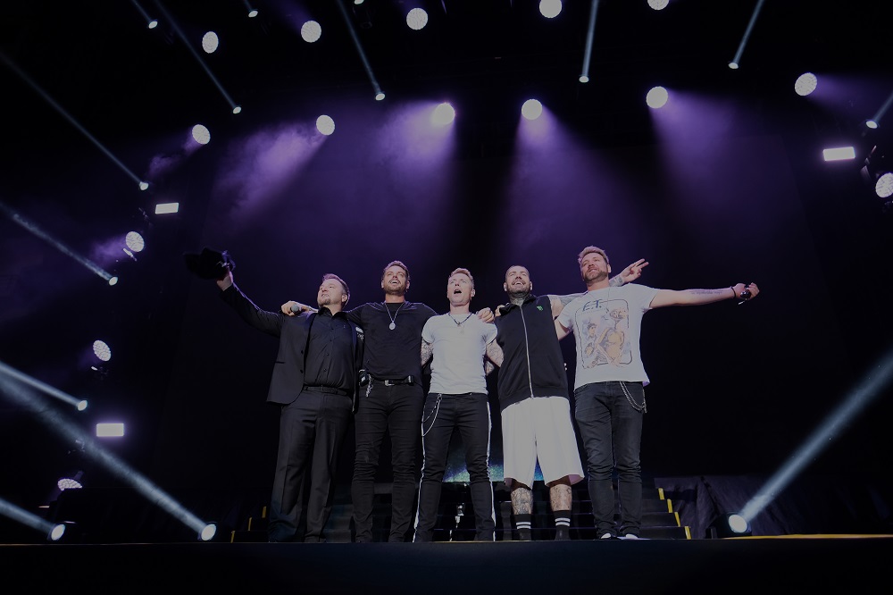 The members of Boyzone with Brian McFadden on the far right.